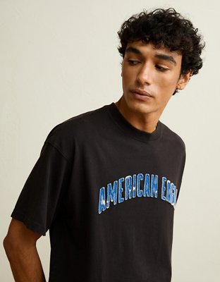 Мужская футболка American Eagle AE Standard Fit Logo Graphic, цвет: Чёрный — фото 6