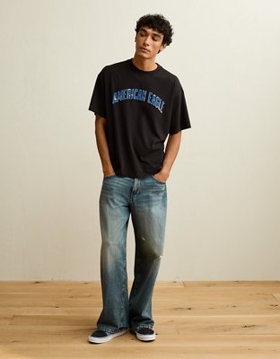 Мужская футболка American Eagle AE Standard Fit Logo Graphic, цвет: Чёрный — фото 4