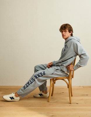 Мужские брюки American Eagle AE Penn State Fleece Sweatpant, цвет: Серый меланжевый — фото 6