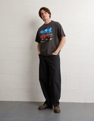 Мужская футболка American Eagle AE Boxy Fit Ford Graphic, цвет: Сланцевый — фото 5