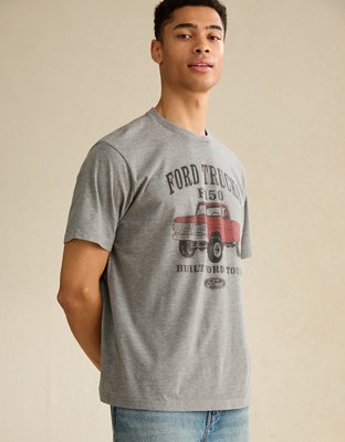 Мужская футболка American Eagle AE Standard Fit Ford Graphic, цвет: Меланжевый серый — фото 6