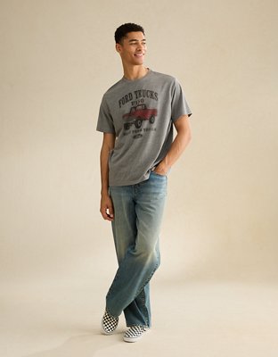 Мужская футболка American Eagle AE Standard Fit Ford Graphic, цвет: Меланжевый серый — фото 4