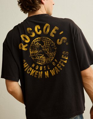 Мужская футболка American Eagle AE Boxy Fit Roscoe's с принтом, цвет: Чёрный — фото 2