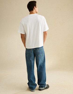 AE Boxy Fit White Castle Graphic T-Shirt
