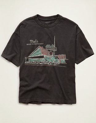 Мужская футболка American Eagle AE Boxy Fit Mel's Diner Graphic, цвет: Сланцевый — фото 1