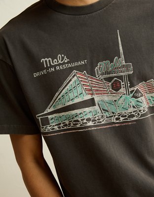 AE Boxy Fit Mel's Diner Graphic T-Shirt