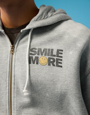 AE | Smiley® Graphic Fleece Full-Zip Sweatshirt | American Eagle
