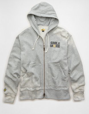 AE | Smiley® Graphic Fleece Full-Zip Sweatshirt | American Eagle
