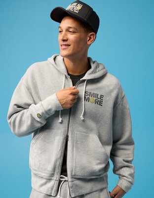 AE | Smiley® Graphic Fleece Full-Zip Sweatshirt