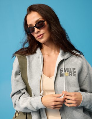 AE | Smiley® Graphic Fleece Full-Zip Sweatshirt