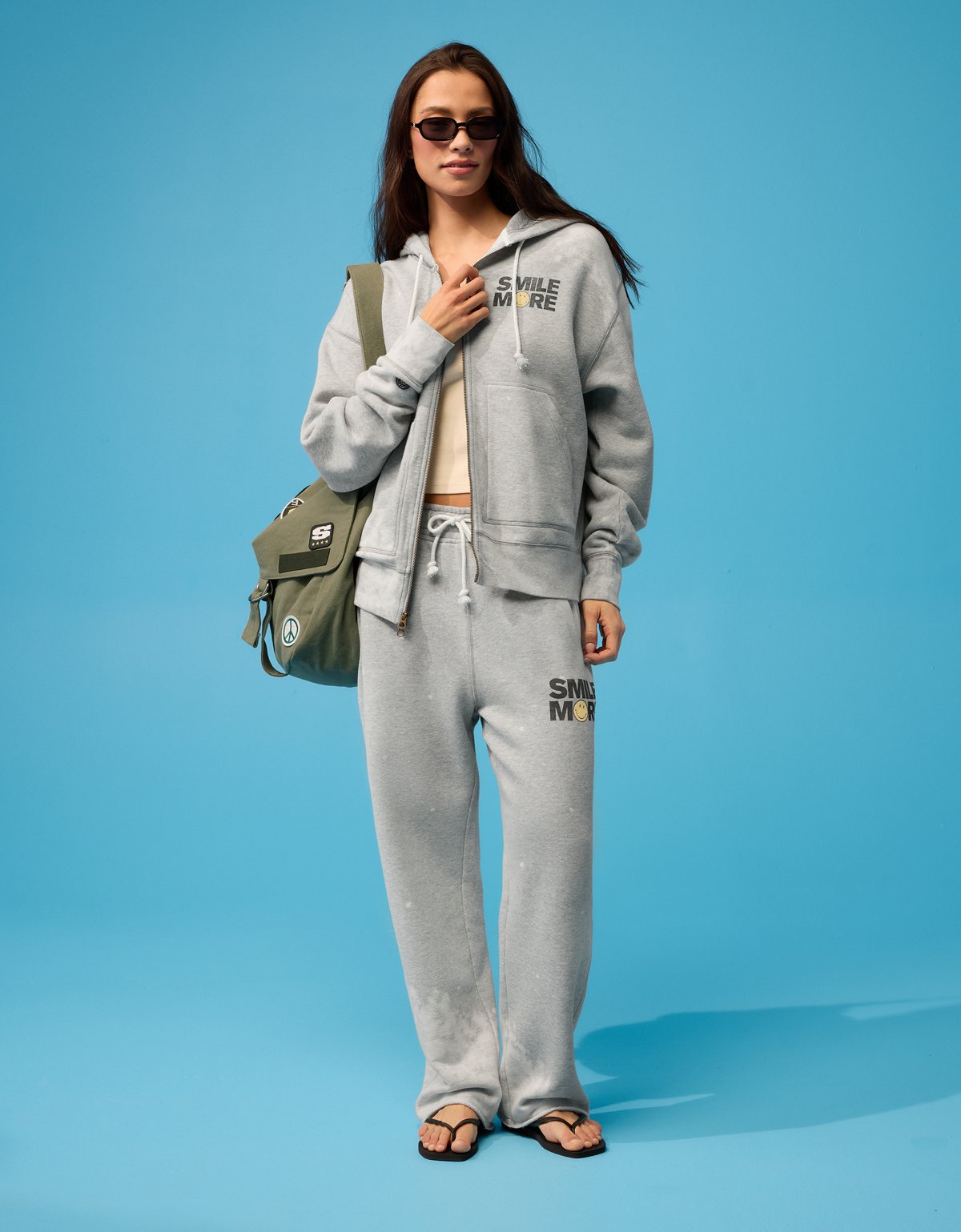 AE | Smiley Graphic Fleece Full-Zip Sweatshirt - image 2