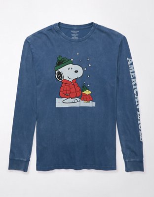 Мужские футболки American Eagle AE Long-Sleeve Snoopy Graphic Holiday T-Shirt — фото 3
