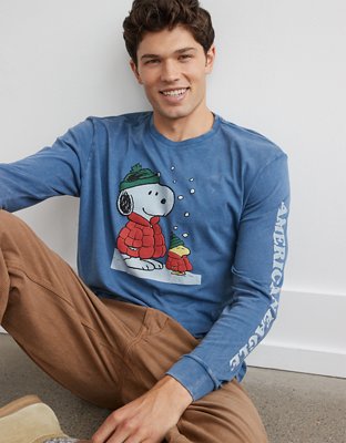 AE Long-Sleeve Snoopy Graphic Holiday T-Shirt