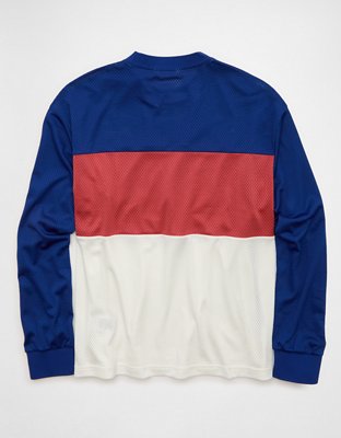 Мужская футболка American Eagle AE Boxy Fit Honda Long-Sleeve Mesh, цвет: Синий — фото 4