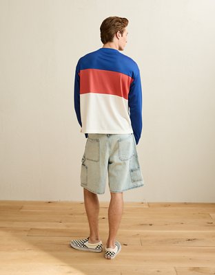 Мужская футболка American Eagle AE Boxy Fit Honda Long-Sleeve Mesh, цвет: Синий — фото 2