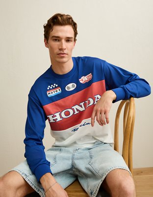 AE Boxy Fit Honda Long-Sleeve Mesh T-Shirt | American Eagle