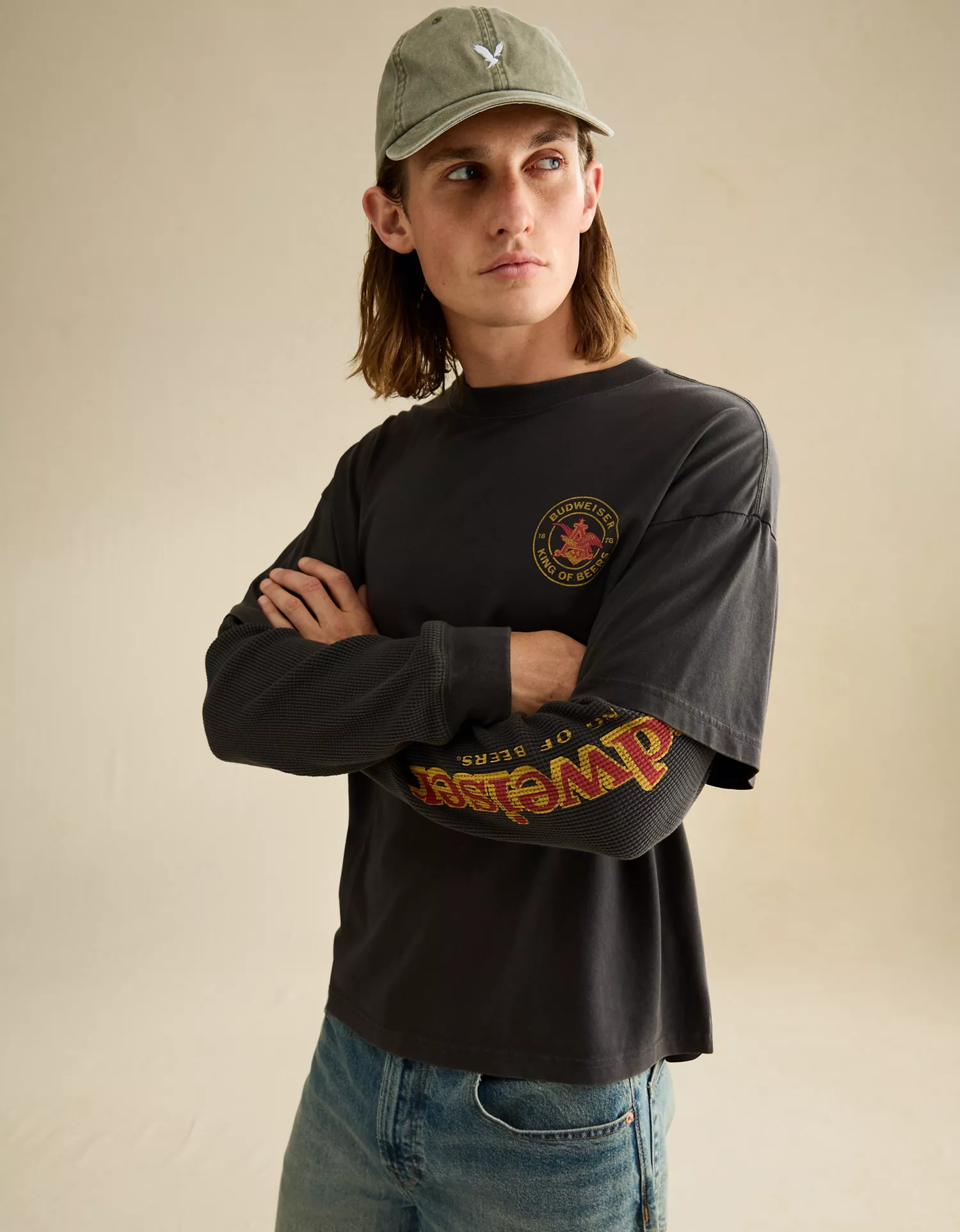 AE Boxy Fit Layered Budweiser Graphic T-Shirt - thumbnail 7