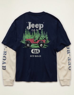 AE Boxy Fit Layered Jeep Graphic T-Shirt