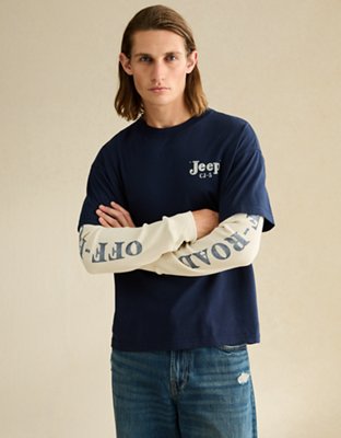 AE Boxy Fit Layered Jeep Graphic T-Shirt