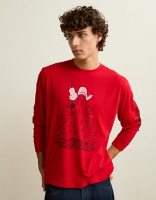 AE Standard Fit Snoopy Long-Sleeve Graphic T-Shirt