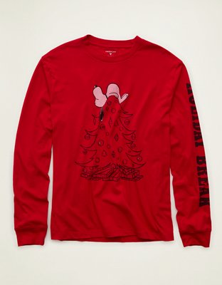 AE Standard Fit Snoopy Long-Sleeve Graphic T-Shirt Men's Red S