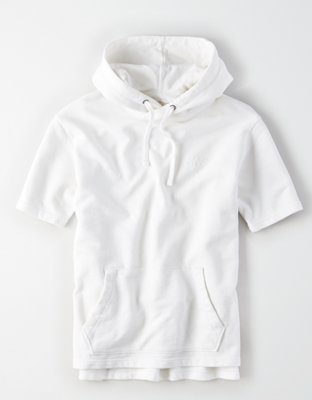 White short sleeve hoodie mens sale