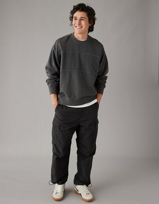 Plus Size Men's Solid Color Long Sleeve Top Sweatpants Set V