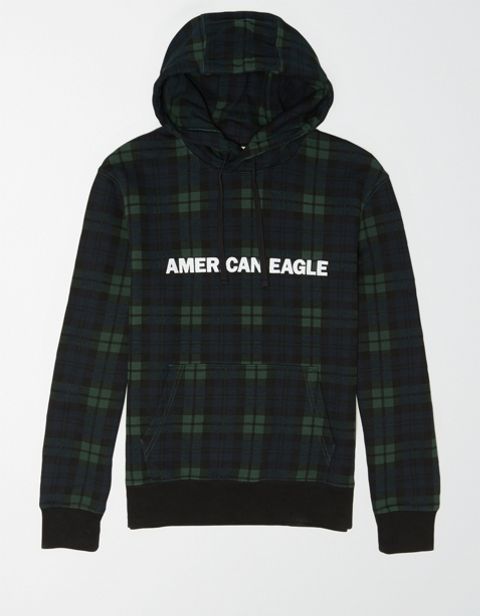 Мужские худи American Eagle AE Plaid Graphic Fleece
