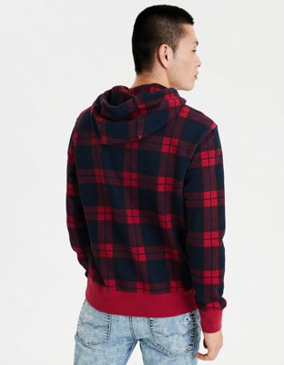 AE Plaid Graphic Fleece Hoodie