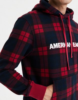 AE Plaid Graphic Fleece Hoodie