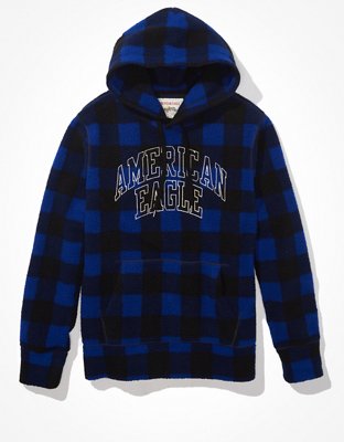 AE Plaid Sherpa Graphic Hoodie