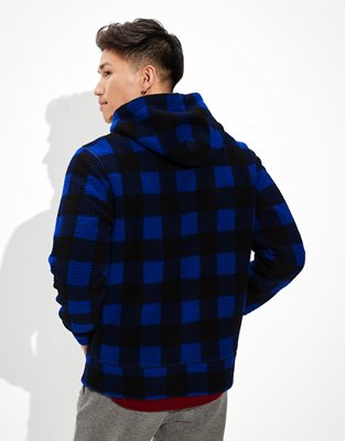 AE Plaid Sherpa Graphic Hoodie