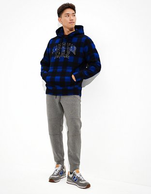 AE Plaid Sherpa Graphic Hoodie