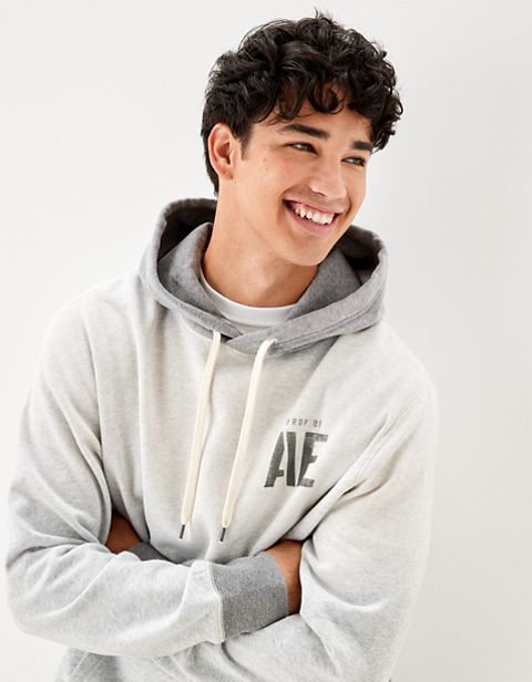 Мужские худи American Eagle AE Super Soft Graphic Colorblock