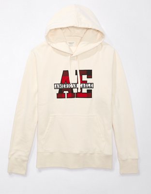 AE Plaid Applique Graphic Hoodie