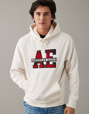 AE Plaid Applique Graphic Hoodie