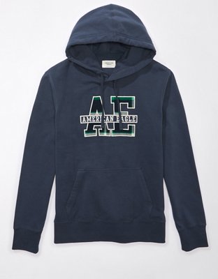 AE Plaid Applique Graphic Hoodie
