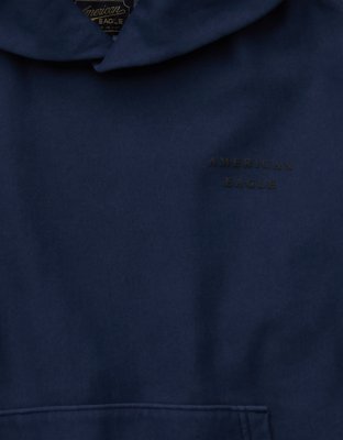 Мужское худи American Eagle AE Laidback Luxe Heavyweight Graphic, цвет: Тёмно-синий — фото 8