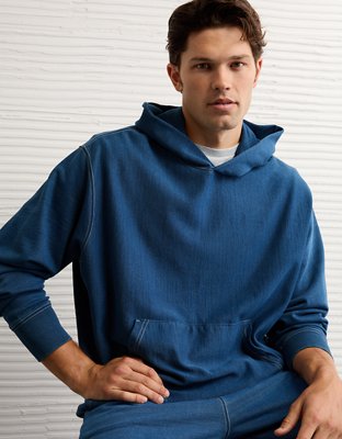 Chandail à capuchon en tissu éponge indigo lourd AE