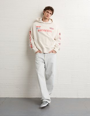 Мужское худи American Eagle AE Standard Fit Honda Graphic, цвет: Кремовый — фото 7