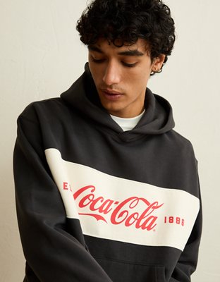 Мужское худи American Eagle AE Laidback Luxe Coca-Cola Graphic, цвет: Потёртый чёрный — фото 4