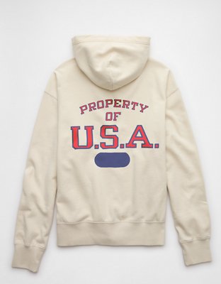 Мужское худи American Eagle AE Ski Graphic, цвет: Кремовый — фото 4