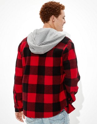 Мужские куртки American Eagle AE Cozy Sherpa Hooded Shirt Jacket — фото 4