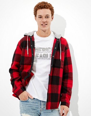 Мужские куртки American Eagle AE Cozy Sherpa Hooded Shirt Jacket — фото 2