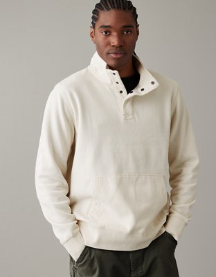 Mock Neck Fleece Sweater with Snap Buttons