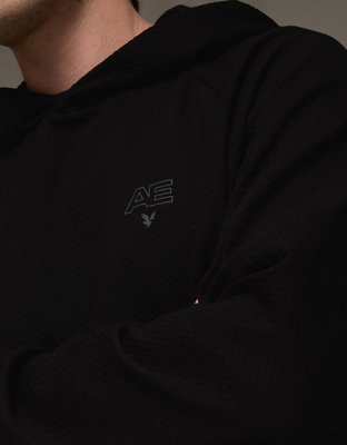 Мужское худи American Eagle AE 24/7 Textured, цвет: Чёрный — фото 6