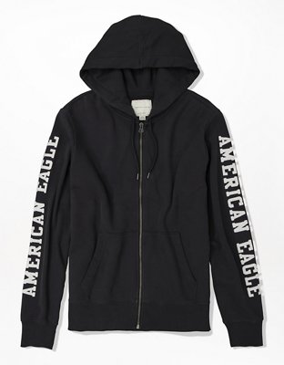 black graphic zip up