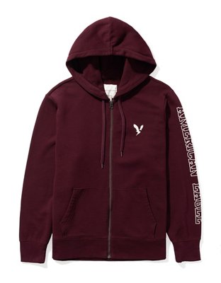 ae fleece graphic zip up hoodie