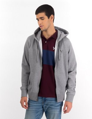 ae fleece graphic zip up hoodie