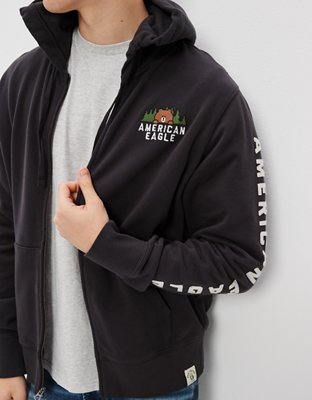 AE | LINE FRIENDS Zip-Up Graphic Hoodie